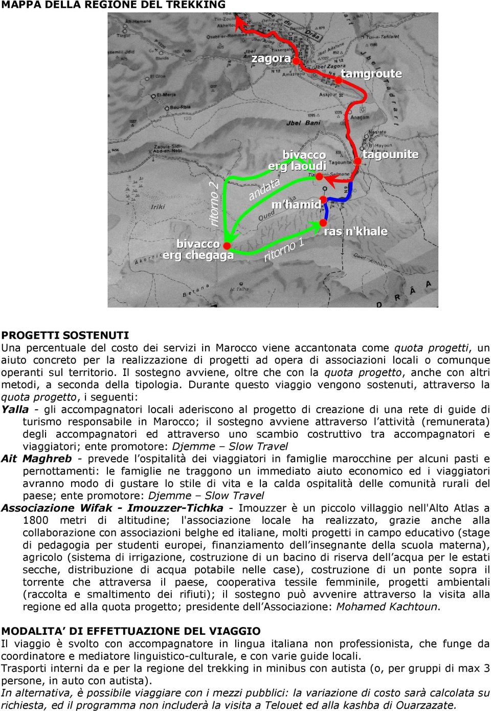 Durante questo viaggio vengono sostenuti, attraverso la quota progetto, i seguenti: Yalla - gli accompagnatori locali aderiscono al progetto di creazione di una rete di guide di turismo responsabile