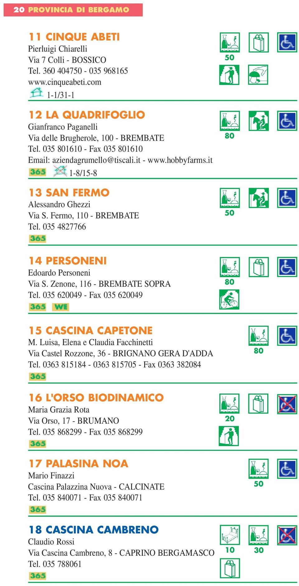 it 1-8/15-8 13 SAN FERMO Alessandro Ghezzi Via S. Fermo, 110 - BREMBATE Tel. 035 4827766 14 PERSONENI Edoardo Personeni Via S. Zenone, 116 - BREMBATE SOPRA Tel.