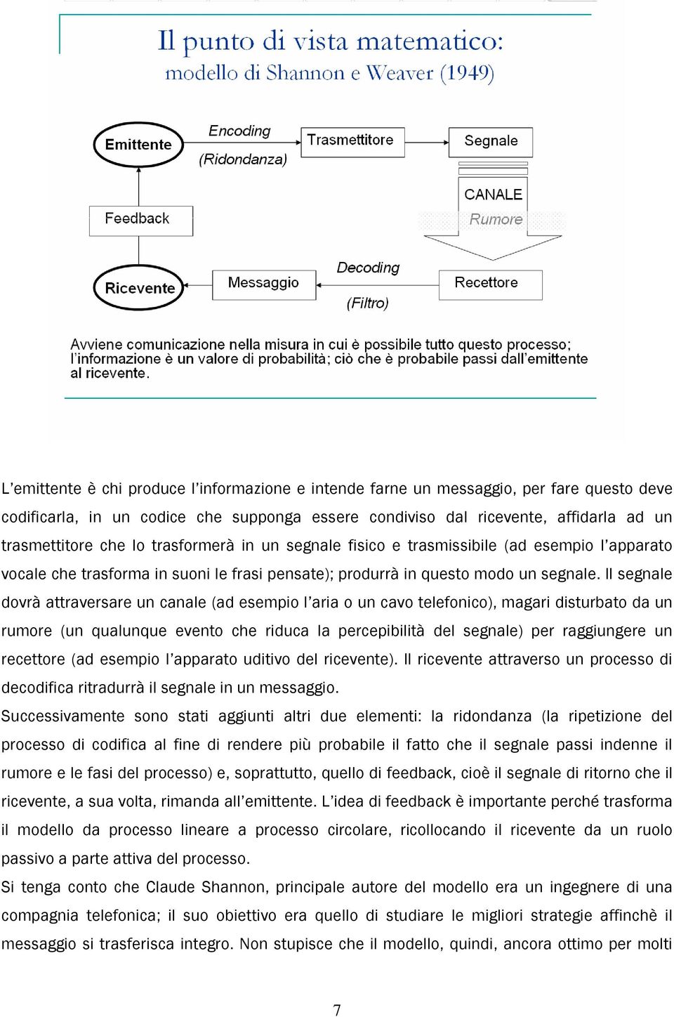 Il segnale dovrà attraversare un canale (ad esempio l aria o un cavo telefonico), magari disturbato da un rumore (un qualunque evento che riduca la percepibilità del segnale) per raggiungere un