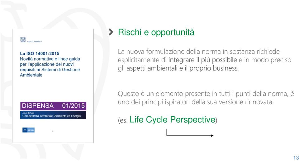 il più possibile e in modo preciso gli aspetti ambientali e il proprio business.