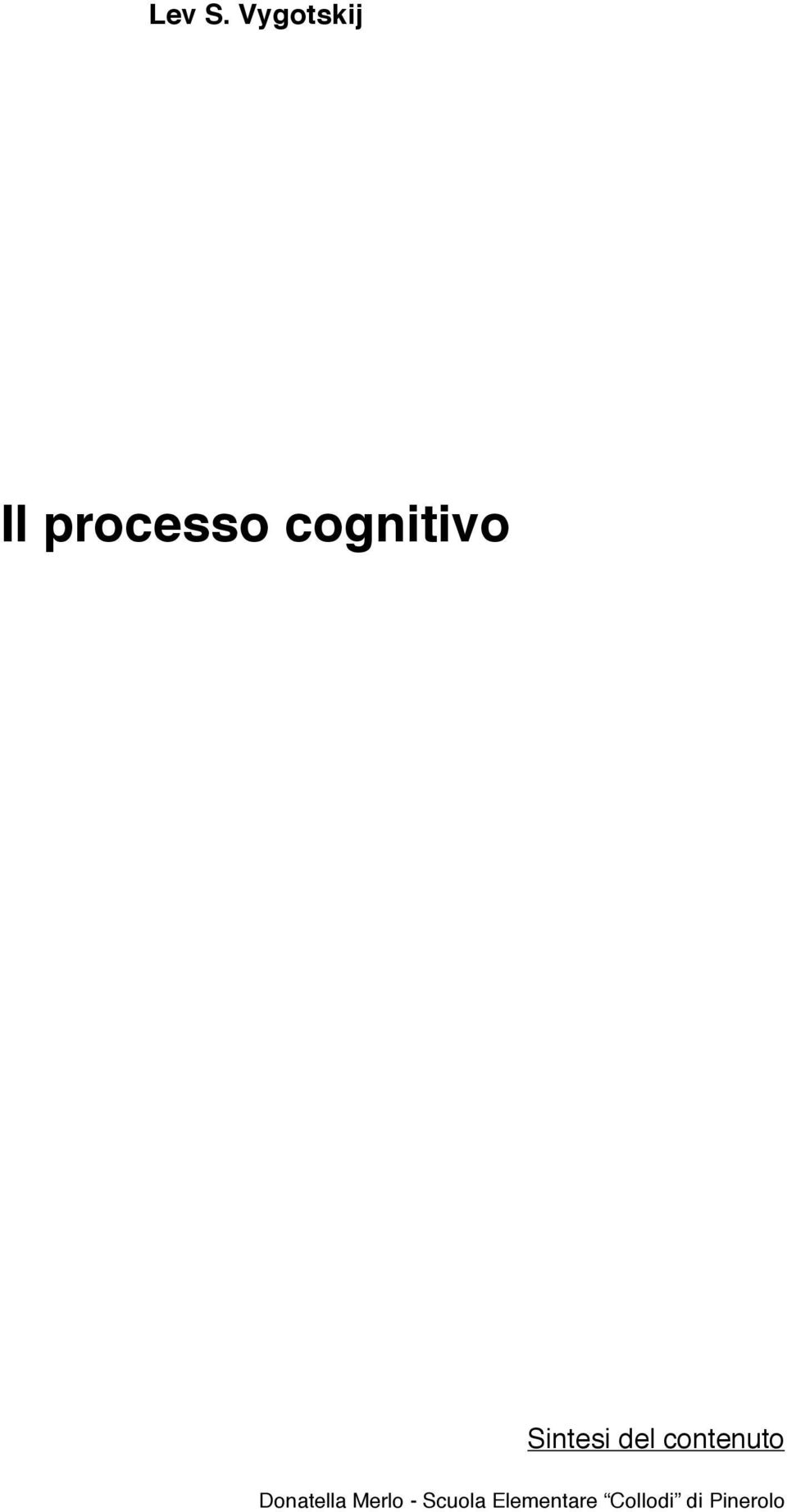 cognitivo Sintesi del