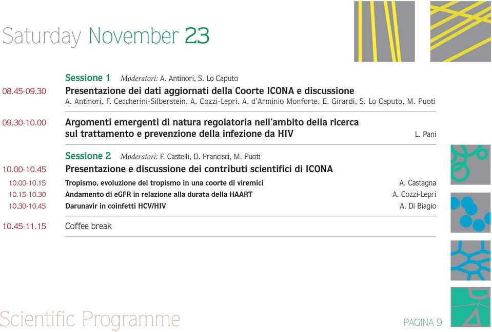 00 Argomenti emergenti di natura regolatoria nell ambito della ricerca sul trattamento e prevenzione della infezione da HIV L. Pani Sessione 2 Moderatori: F. Castelli, D. Francisci, M. Puoti 10.00-10.