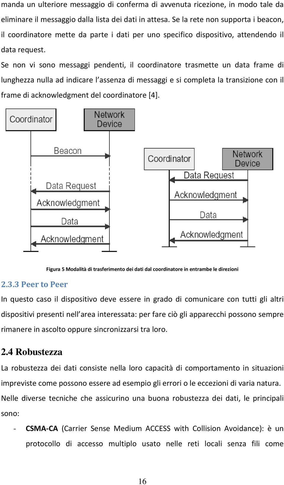 Se non vi sono messaggi pendenti, il coordinatore trasmette un data frame di lunghezza nulla ad indicare l assenza di messaggi e si completa la transizione con il frame di acknowledgment del