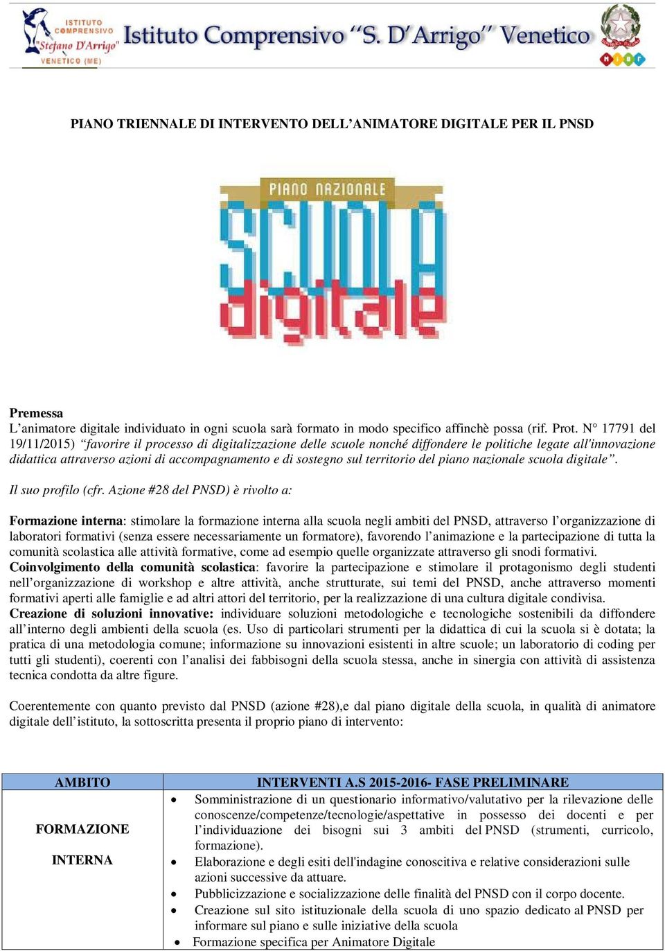 territorio del piano nazionale scuola digitale. l suo profilo (cfr.