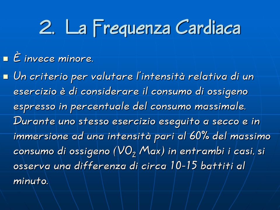 ossigeno espresso in percentuale del consumo massimale.