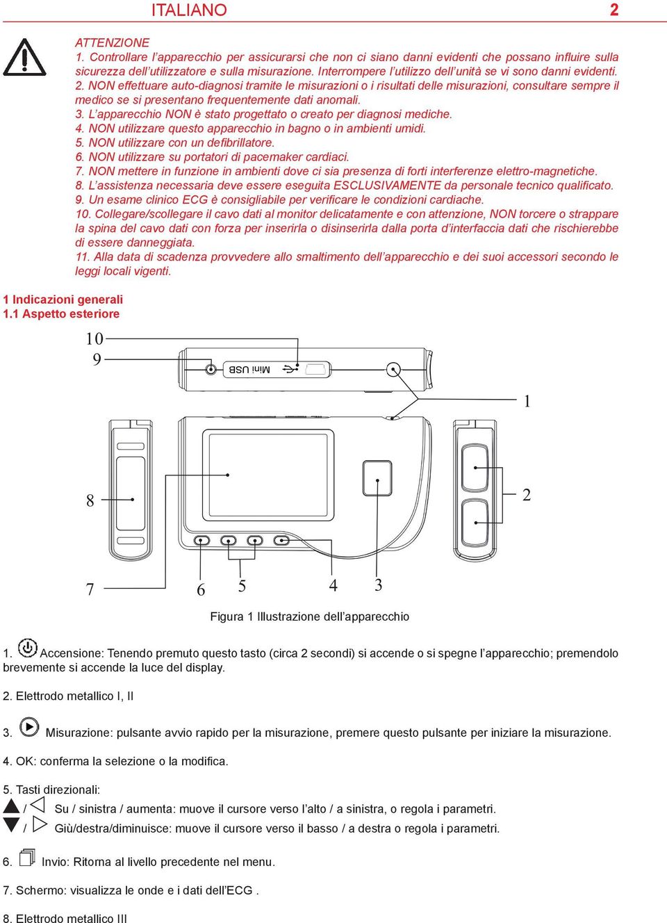 Interrompere l utilizzo dell unità se vi sono danni evidenti. 2.