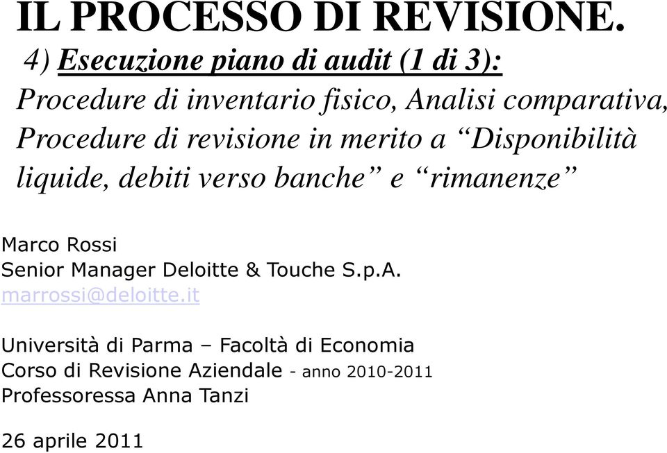 inventario fisico, Analisi comparativa, Procedure di