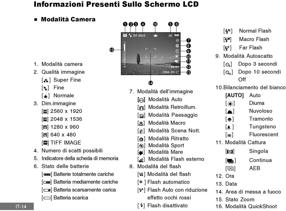 Stato delle batterie [ ] Batterie totalmente cariche [ ] Batteria mediamente cariche [ ] Batteria scarsamente carica [ ] Batteria scarica 15 1 2 3 4 16 5 6 T W 14 7.