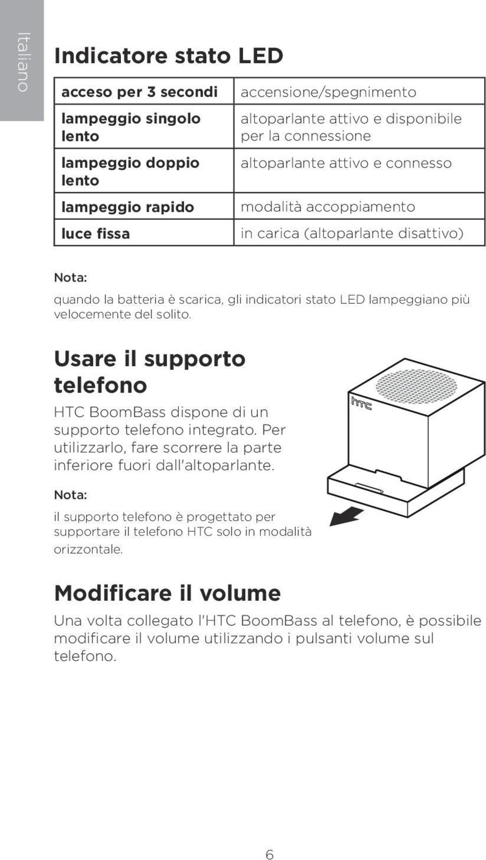 solito. Usare il supporto telefono HTC BoomBass dispone di un supporto telefono integrato. Per utilizzarlo, fare scorrere la parte inferiore fuori dall'altoparlante.