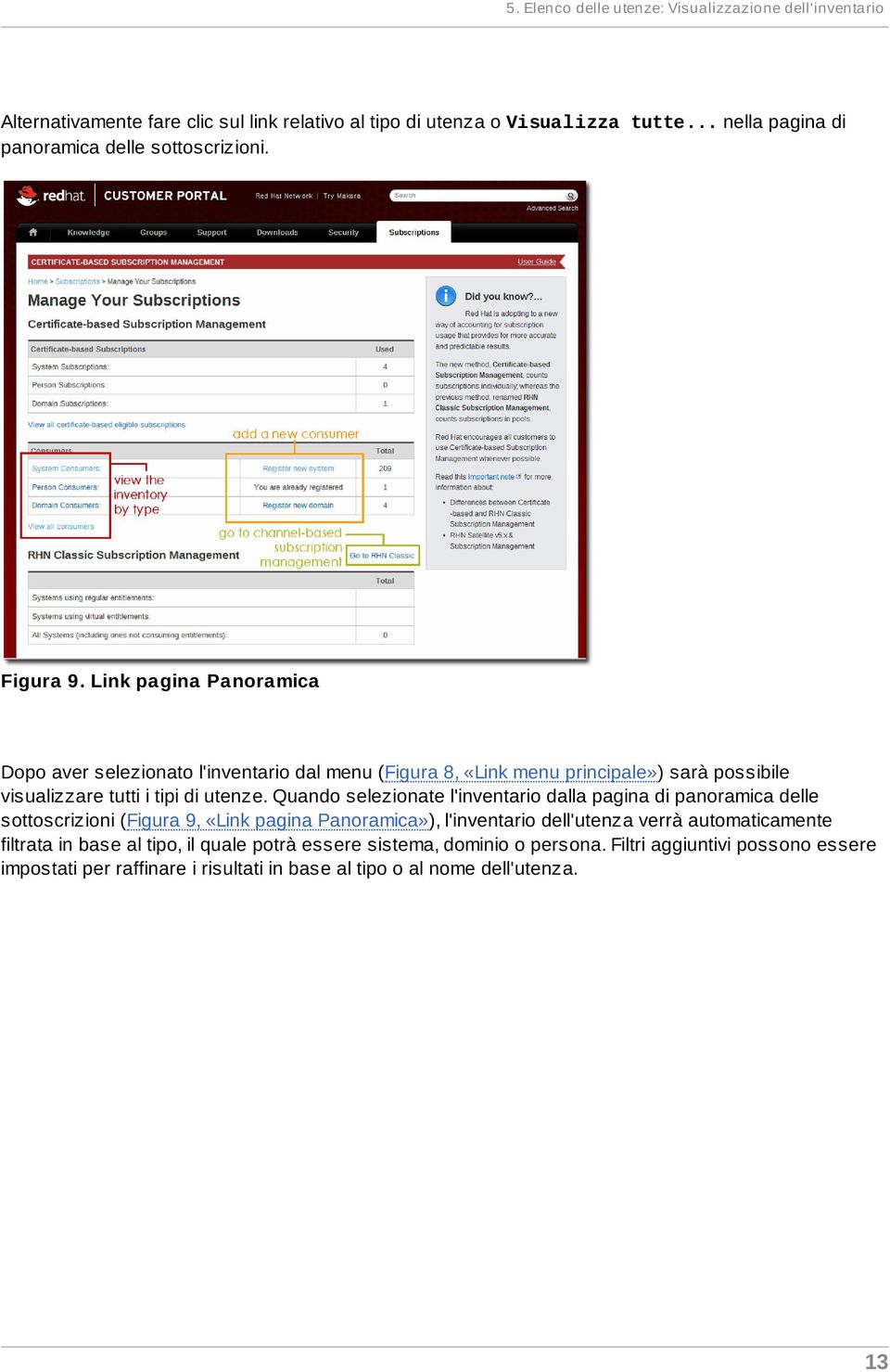 Link pagina Panoramica Dopo aver selezionato l'inventario dal menu (Figura 8, «Link menu principale») sarà possibile visualizzare tutti i tipi di utenze.