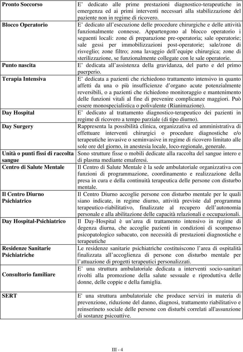 stabilizzazione del paziente non in regime di ricovero. E dedicato all esecuzione delle procedure chirurgiche e delle attività funzionalmente connesse.