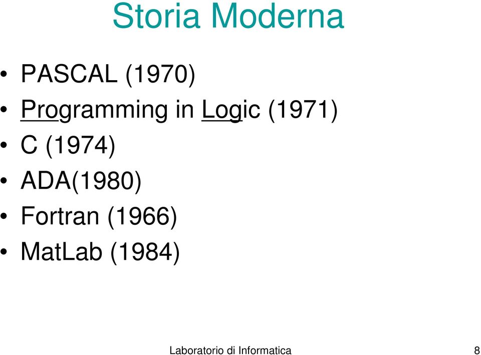 (1974) ADA(1980) Fortran (1966)