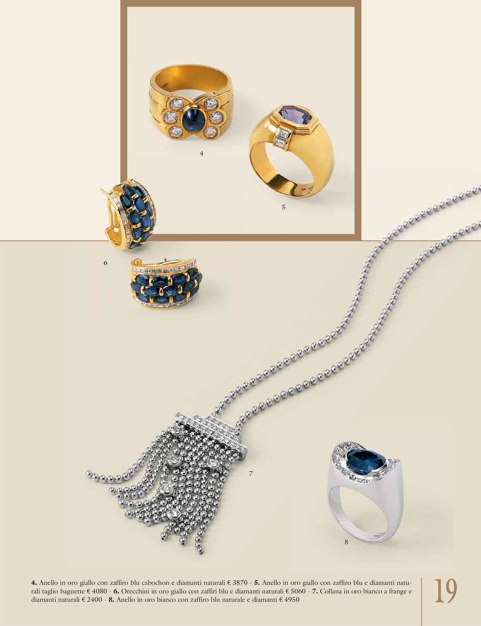 Orecchini in oro giallo con zaffiri blu e diamanti naturali 5060-7.