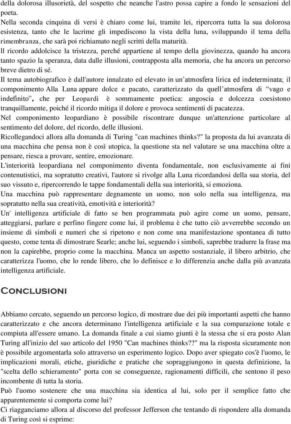 rimembranza, che sarà poi richiamato negli scritti della maturità.