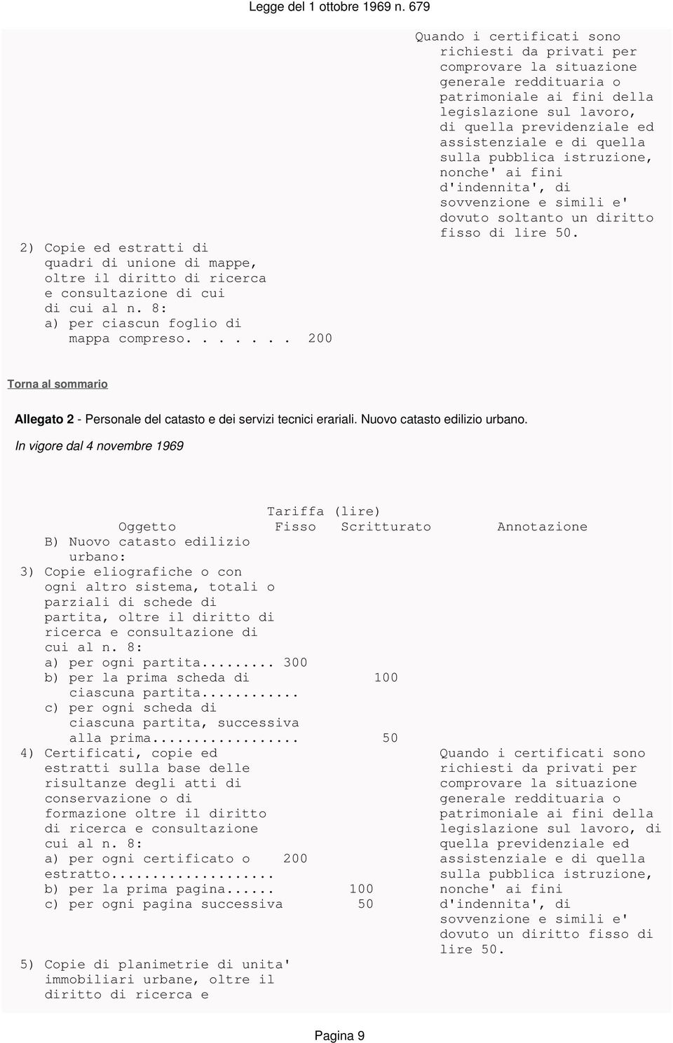 assistenziale e di quella sulla pubblica istruzione, nonche' ai fini d'indennita', di sovvenzione e simili e' dovuto soltanto un diritto fisso di lire 50.