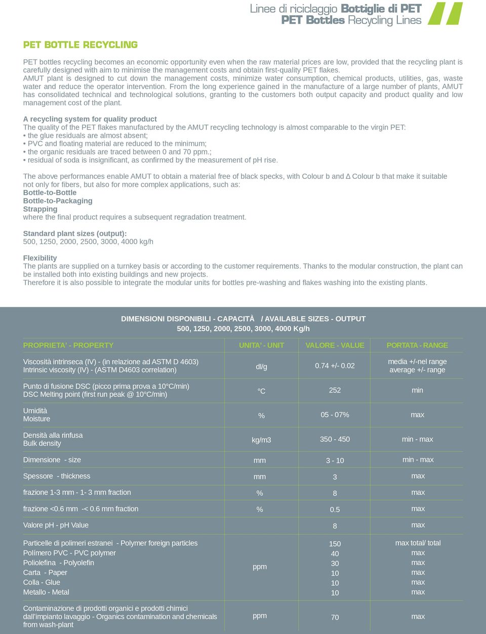 AMUT plant is designed to cut down the management costs, minimize water consumption, chemical products, utilities, gas, waste water and reduce the operator intervention.