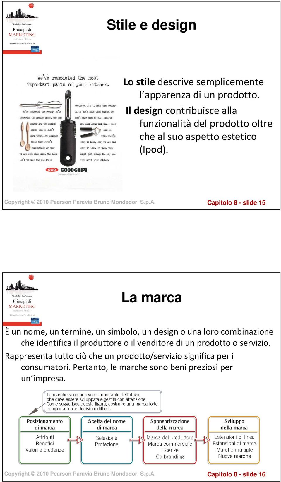 Capitolo 8 - slide 15 La marca Èun nome, un termine, un simbolo, un design o una loro combinazione che identifica il