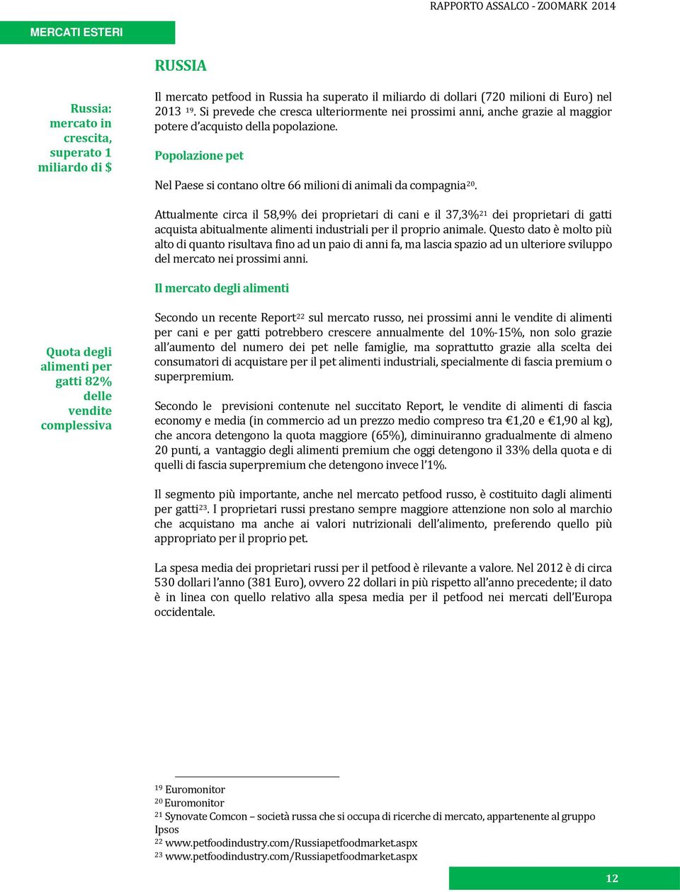 Attualmente circa il 58,9% dei proprietari di cani e il 37,3% 21 dei proprietari di gatti acquista abitualmente alimenti industriali per il proprio animale.