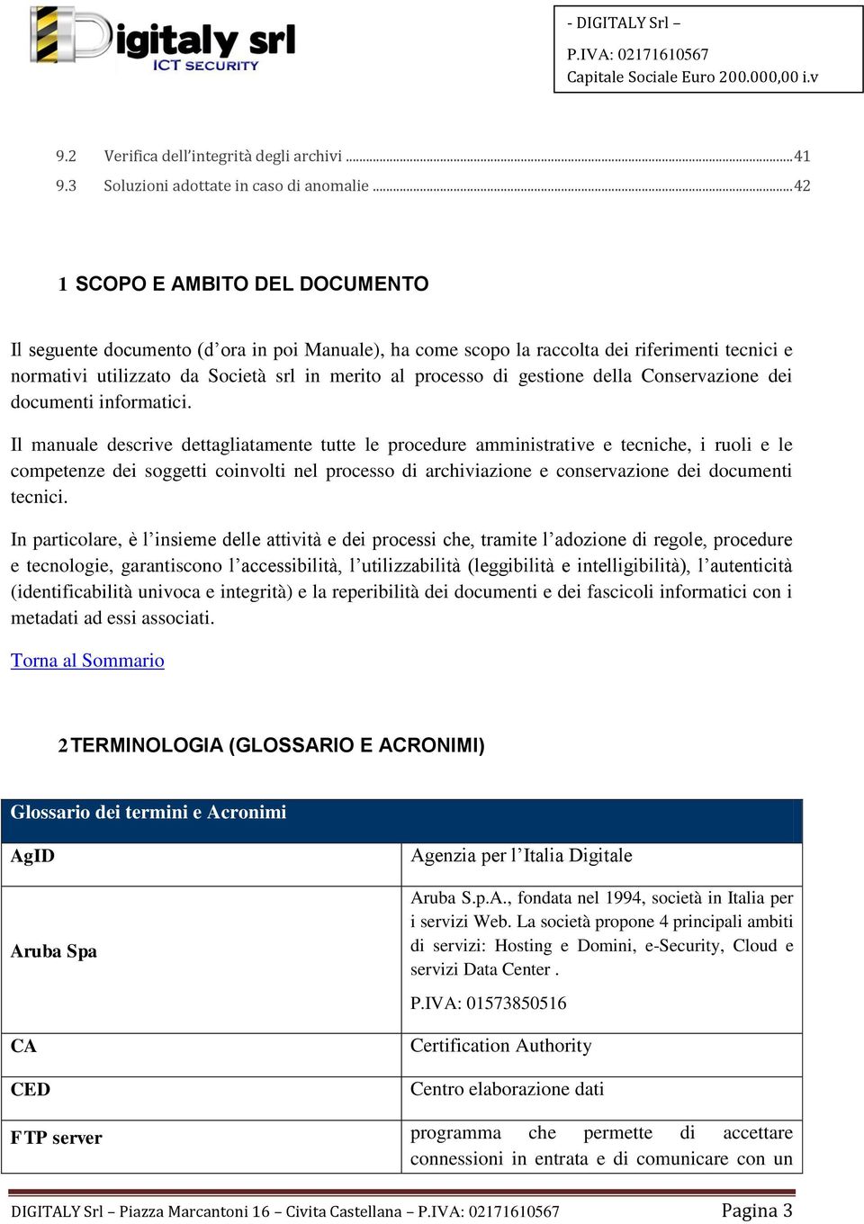 gestione della Conservazione dei documenti informatici.