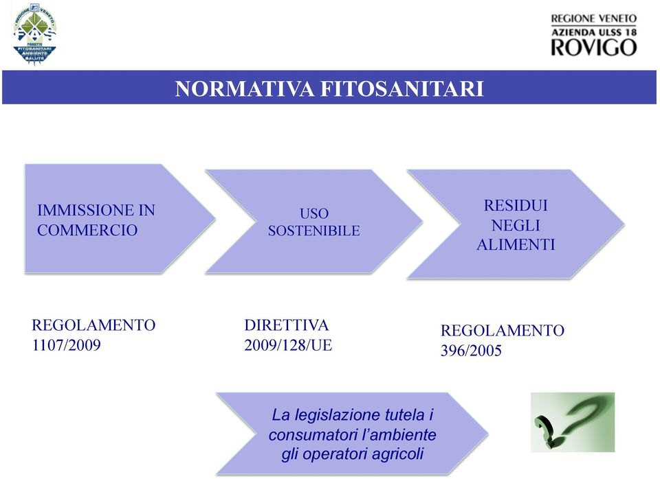 1107/2009 DIRETTIVA 2009/128/UE REGOLAMENTO 396/2005 La