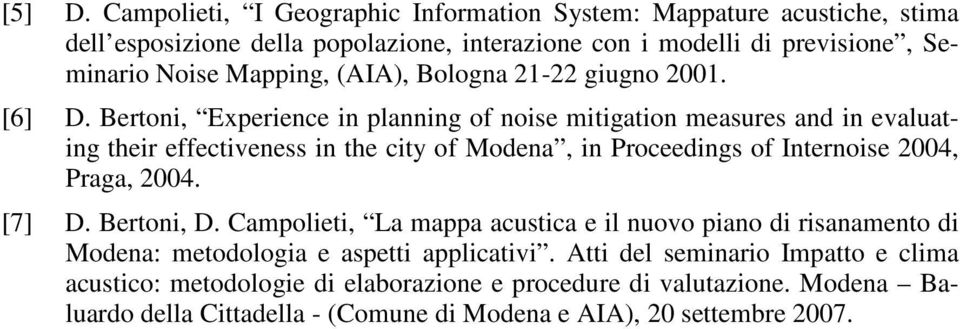 (AIA), Bologna 21-22 giugno 2001. [6] D.