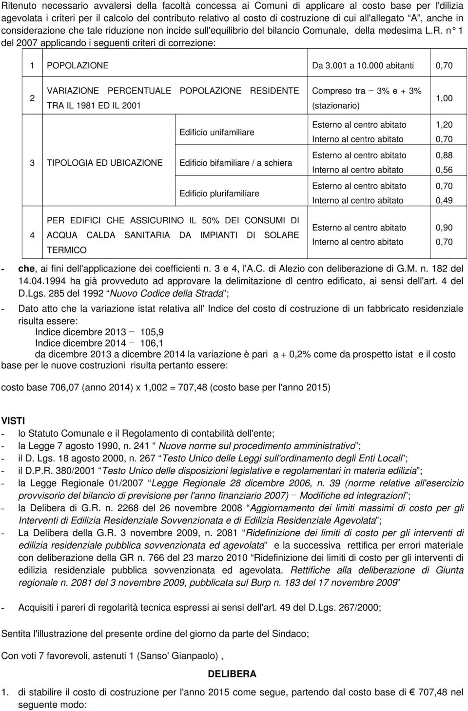 n 1 del 2007 applicando i seguenti criteri di correzione: 1 POPOLAZIONE Da 3.001 a 10.