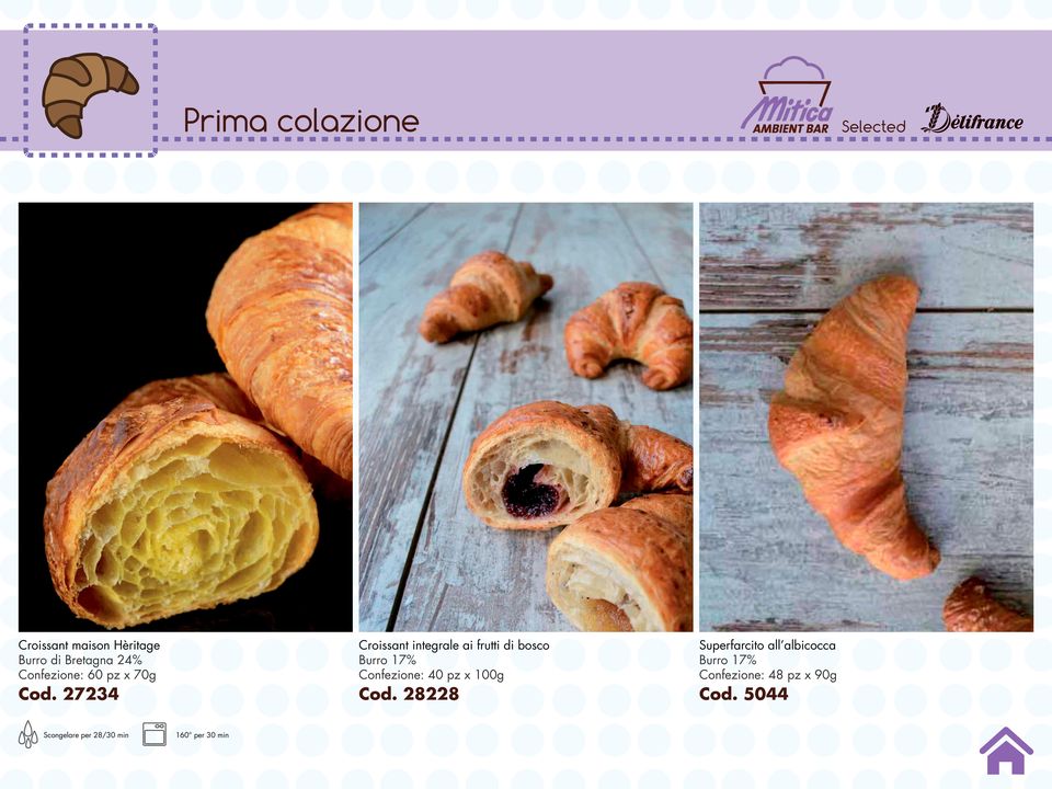 27234 Croissant integrale ai frutti di bosco Burro 17% Confezione: 40 pz x