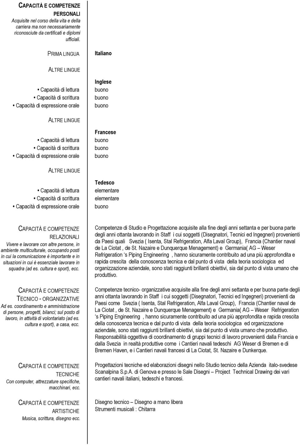 e in situazioni in cui è essenziale lavorare in squadra (ad es. cultura e sport), ecc. TECNICO - ORGANIZZATIVE Ad es.