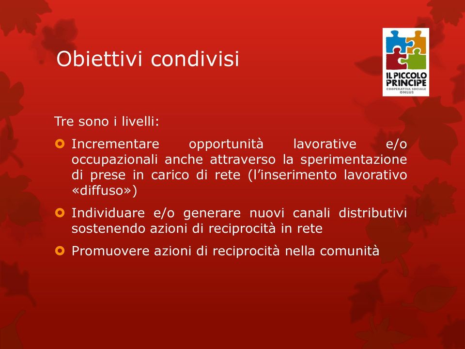 inserimento lavorativo «diffuso») Individuare e/o generare nuovi canali