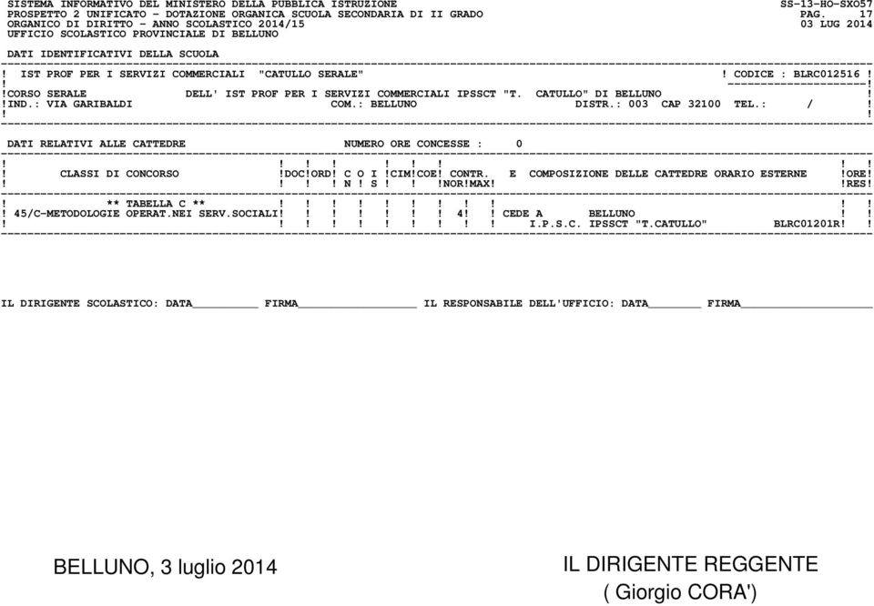 !CORSO SERALE DELL' IST PROF PER I SERVIZI COMMERCIALI IPSSCT "T. CATULLO" DI BELLUNO!!IND.: VIA GARIBALDI COM.