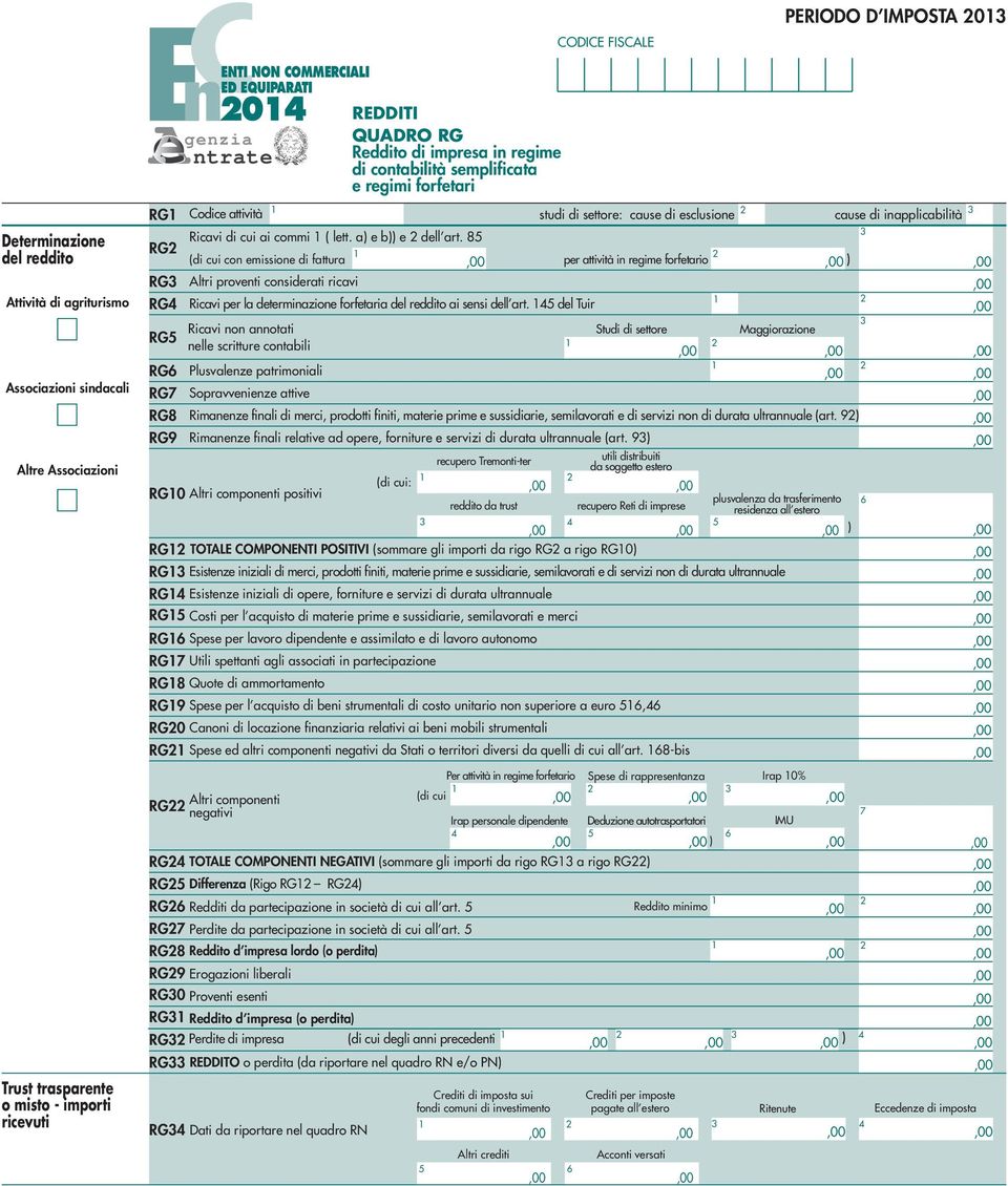 inapplicabilità RG Ricavi di cui ai commi ( lett. a) e b)) e dell art.