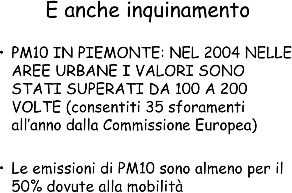 (consentiti 35 sforamenti all anno dalla Commissione