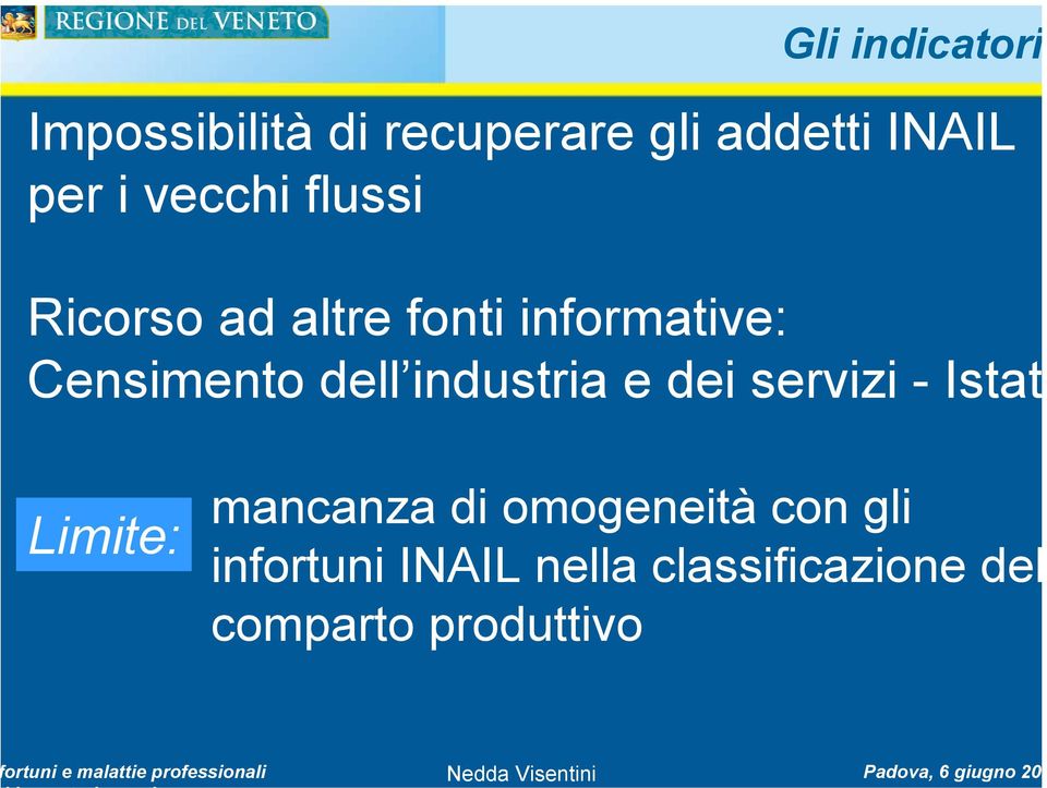 informative: Censimento dell industria e dei servizi - Istat Limite: mancanza