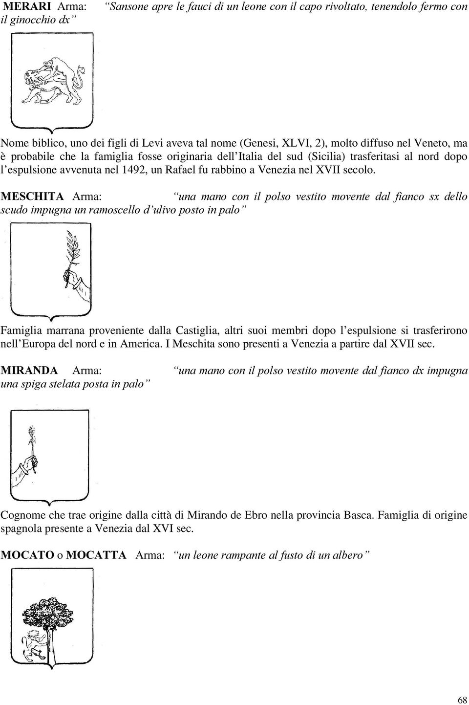 0(6&+,7$ Arma: ³XQD PDQR FRQ LO SROVR YHVWLWR PRYHQWH GDO ILDQFR V[ GHOOR VFXGRLPSXJQDXQUDPRVFHOORG XOLYRSRVWRLQSDOR Famiglia marrana proveniente dalla Castiglia, altri suoi membri dopo l espulsione