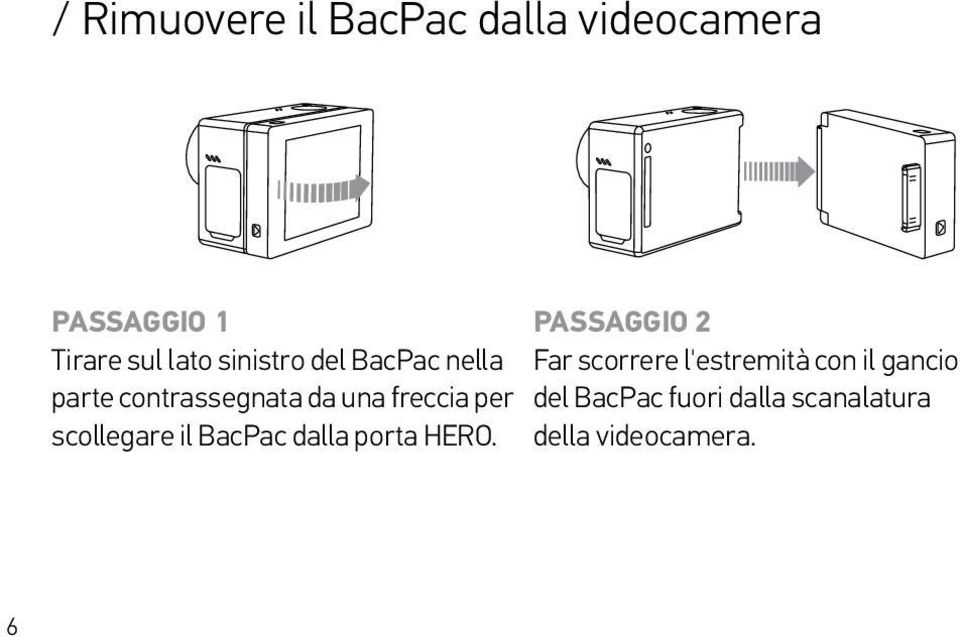 scollegare il BacPac dalla porta HERO.