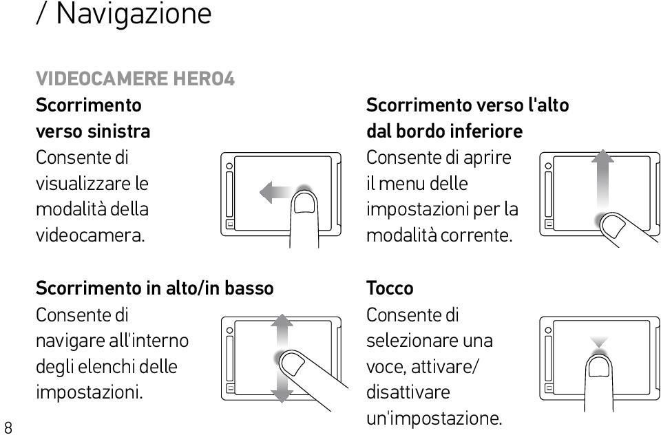 Consente di aprire il menu delle impostazioni per la modalità corrente.