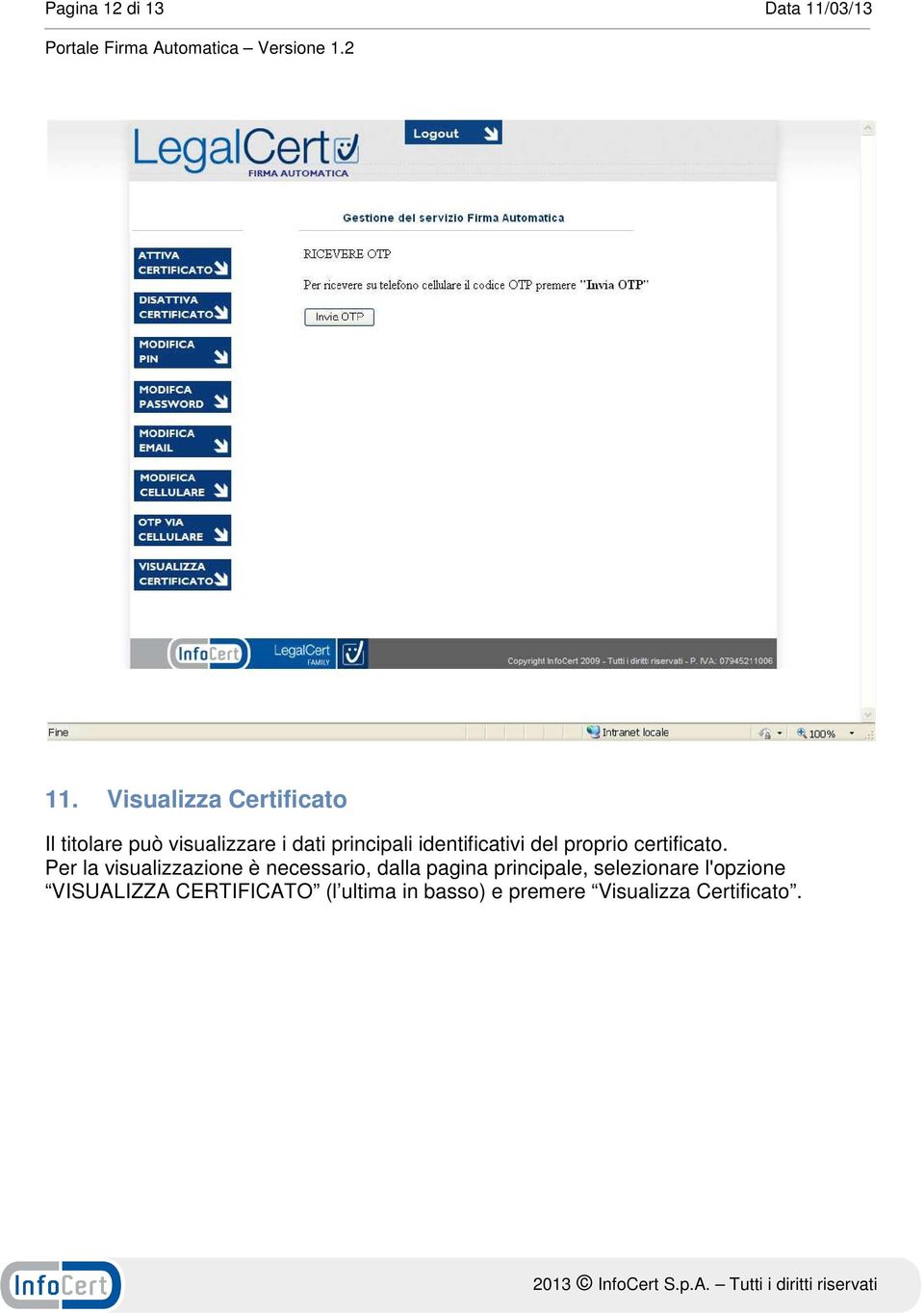 identificativi del proprio certificato.