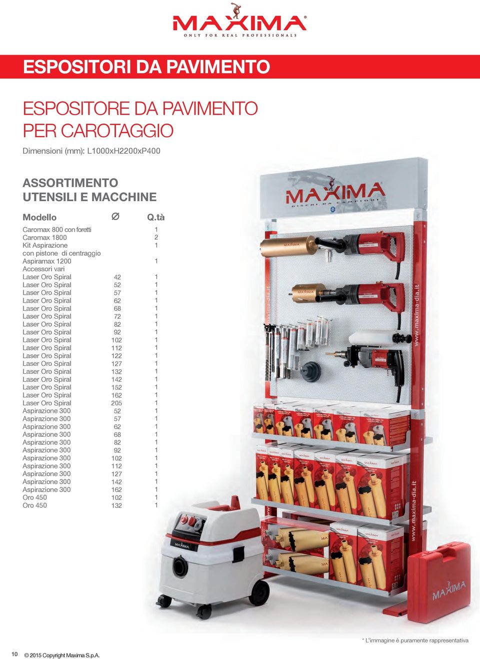 pistone di centraggio Aspiramax 200 Accessori vari 42 52 57 62 6 72 2 92 02 2 22 27 32 42 52 62 205