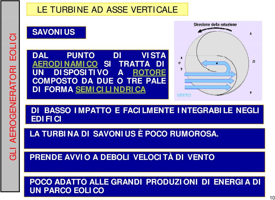 SEMICILINDRICA DI BASSO IMPATTO E FACILMENTE INTEGRABILE NEGLI EDIFICI LA TURBINA DI SAVONIUS