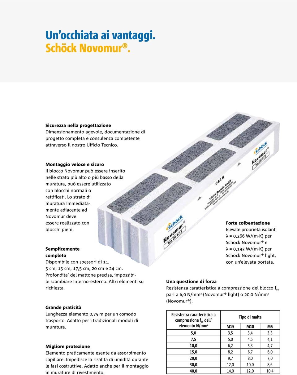 Lo strato di muratura immediatamente adiacente ad Novomur deve essere realizzato con blocchi pieni. Semplicemente completo Disponibile con spessori di 11, 5 cm, 15 cm, 17,5 cm, 20 cm e 24 cm.