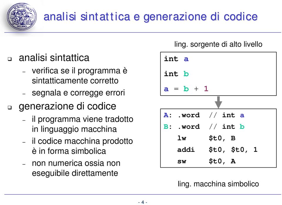 macchina prodotto è in forma simbolica non numerica ossia non eseguibile direttamente ling.