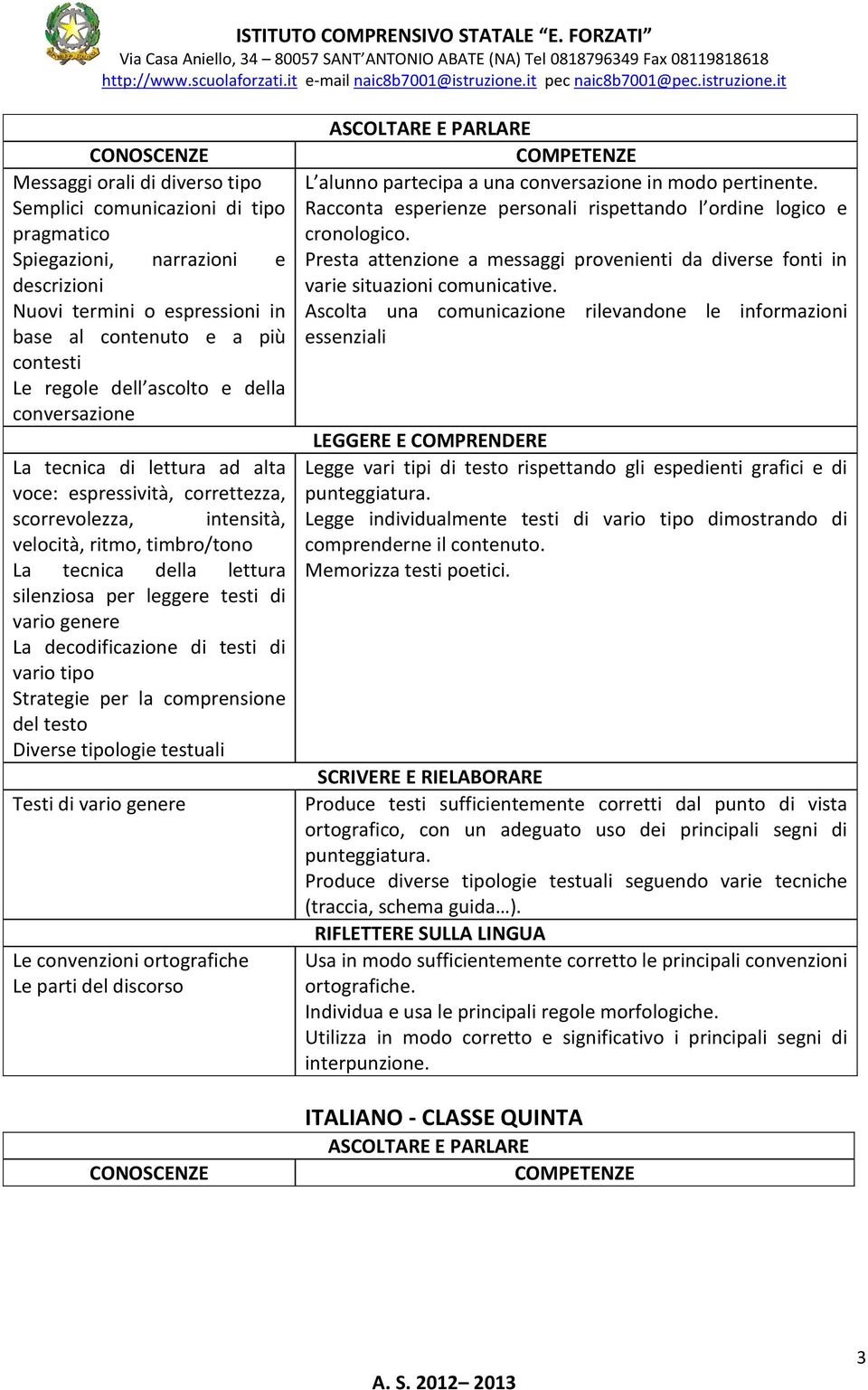 vario genere La decodificazione di testi di vario tipo Strategie per la comprensione del testo Diverse tipologie testuali Testi di vario genere Le convenzioni ortografiche Le parti del discorso