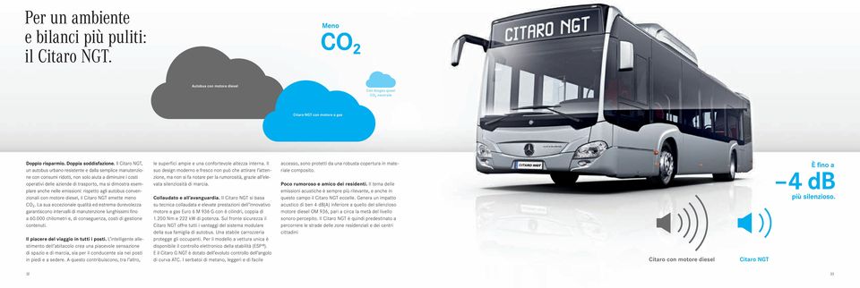 nelle emissioni: rispetto agli autobus convenzionali con motore diesel, il Citaro NGT emette meno CO₂.