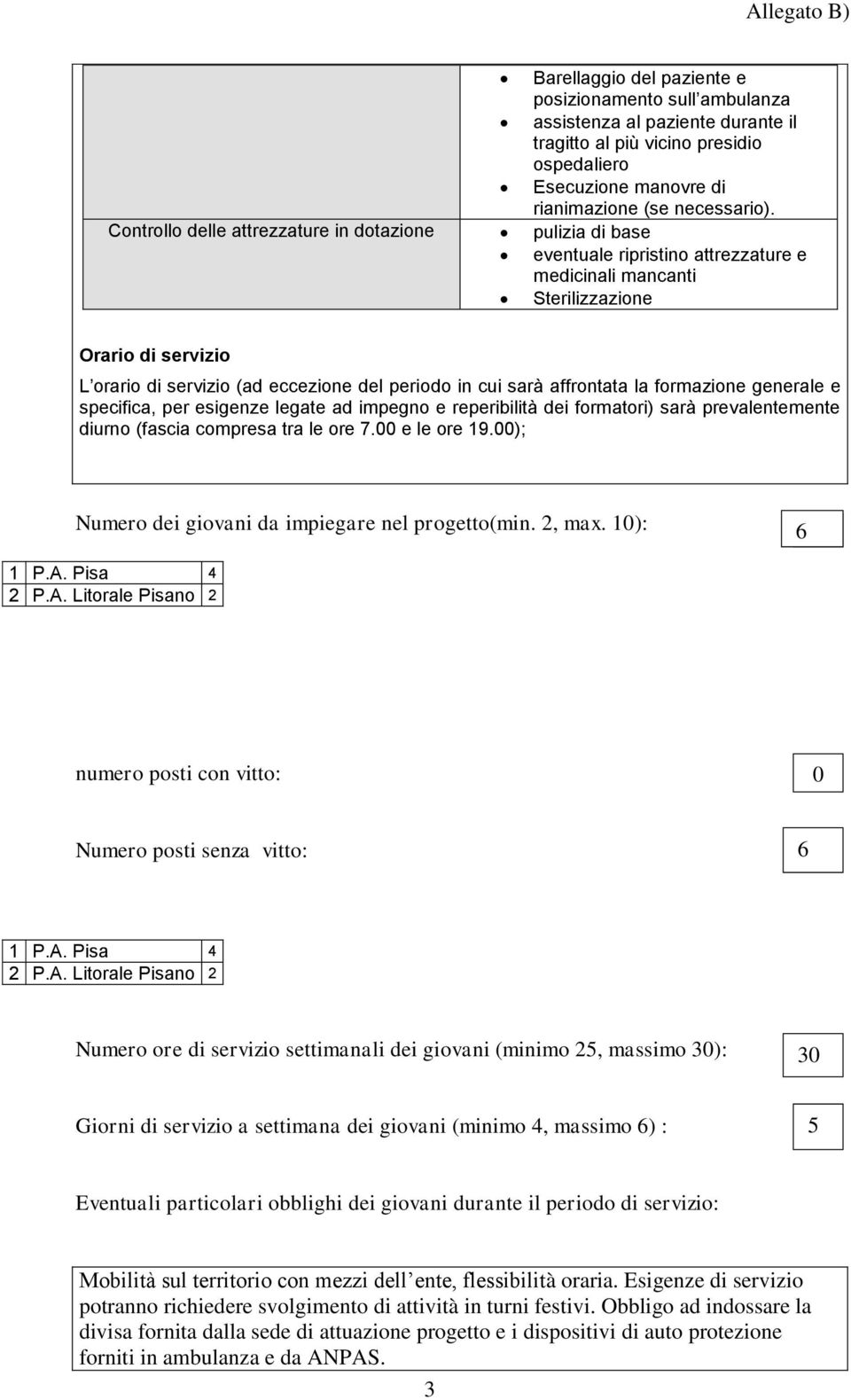 cui sarà affrontata la formazione generale e specifica, per esigenze legate ad impegno e reperibilità dei formatori) sarà prevalentemente diurno (fascia compresa tra le ore 7.00 e le ore 19.