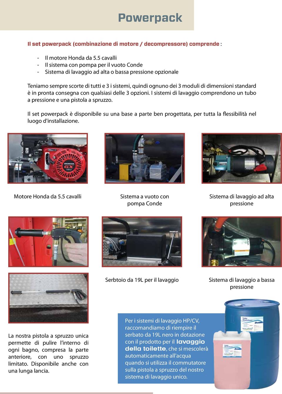 standard è in pronta consegna con qualsiasi delle 3 opzioni. I sistemi di lavaggio comprendono un tubo a pressione e una pistola a spruzzo.