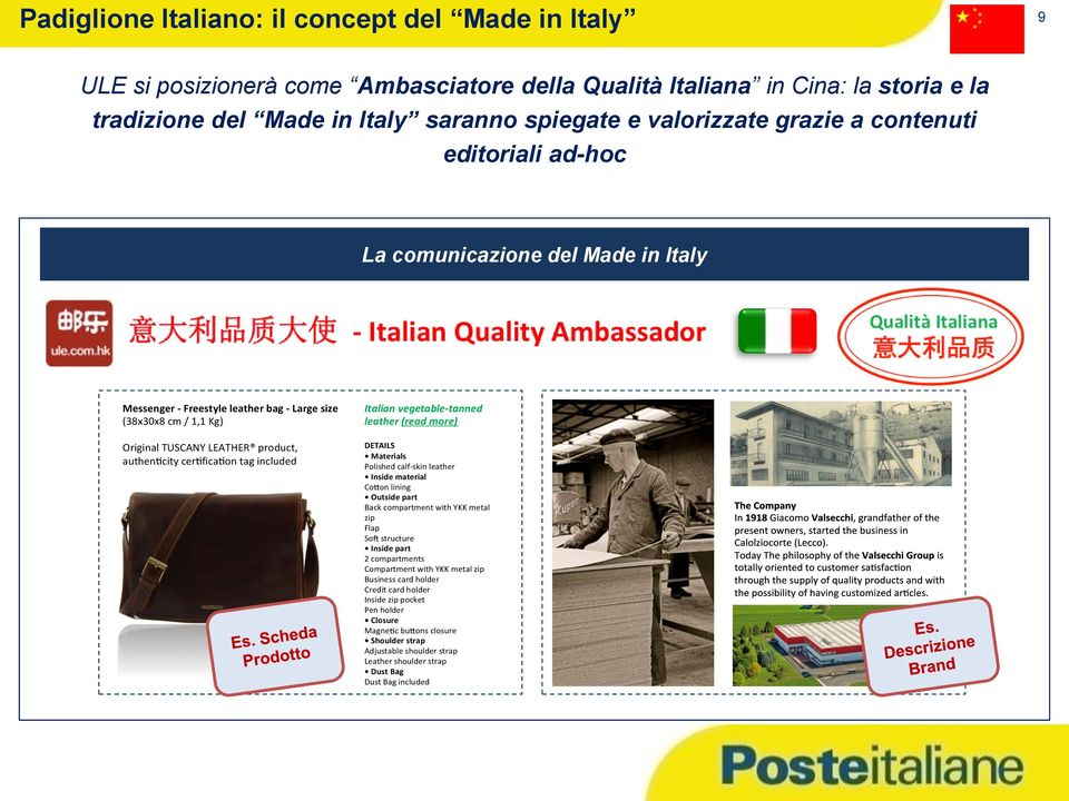 tag included Product page sample Italian vegetable-tanned leather (read more) DETAILS Materials Polished calf-skin leather Inside material Co on lining Outside part Back compartment with YKK metal