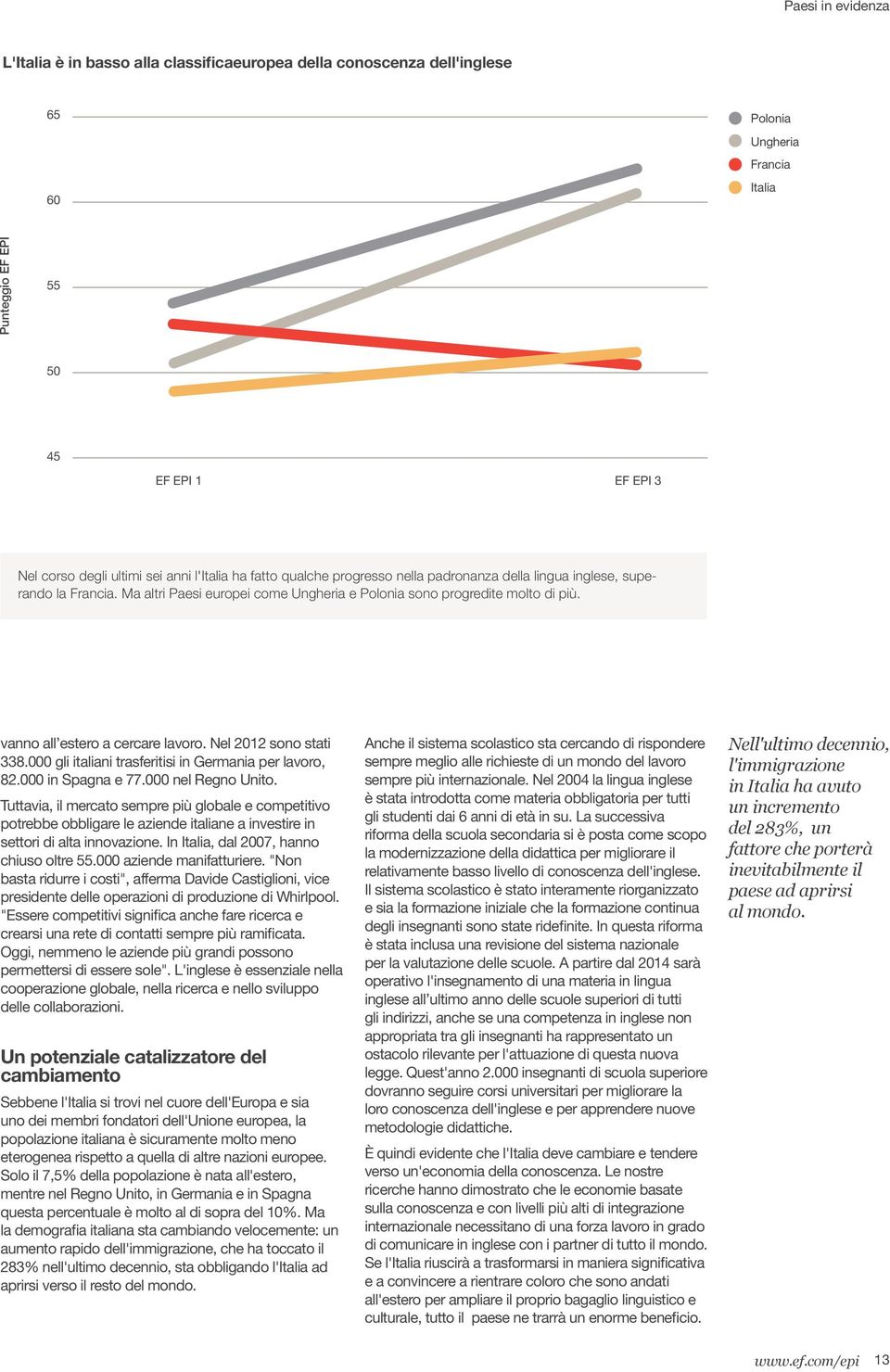 vanno all estero a cercare lavoro. Nel 2012 sono stati 338.000 gli italiani trasferitisi in Germania per lavoro, 82.000 in Spagna e 77.000 nel Regno Unito.