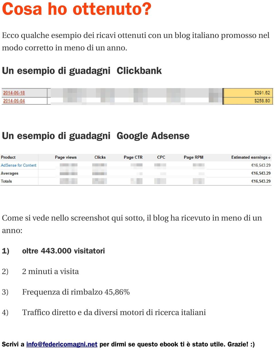 anno. Un esempio di guadagni Clickbank Un esempio di guadagni Google Adsense Come si vede nello