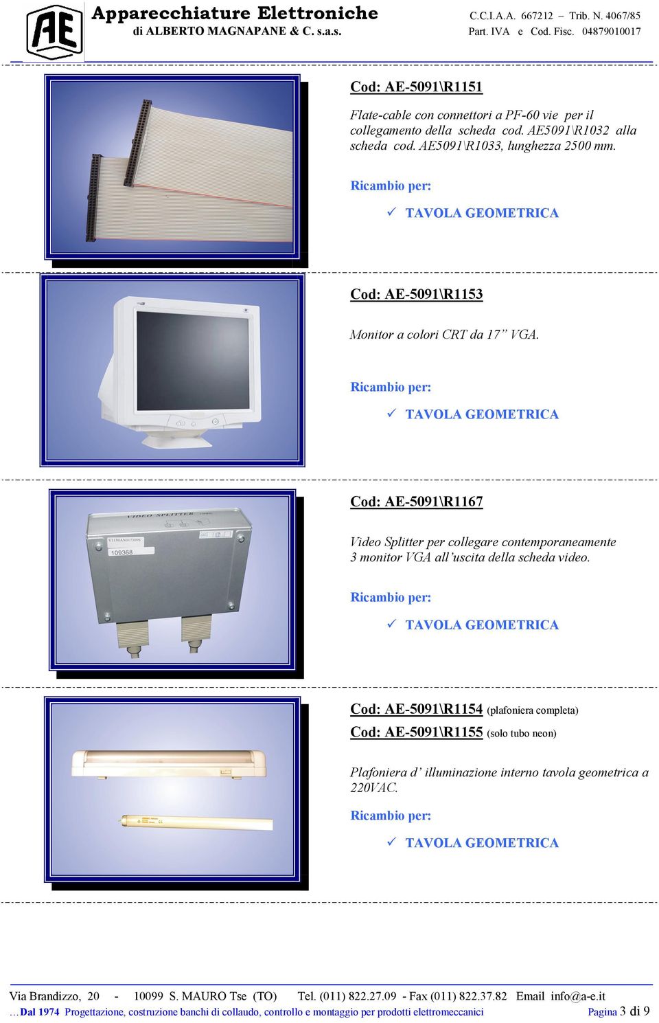 Cod: AE-5091\R1167 Video Splitter per collegare contemporaneamente 3 monitor VGA all uscita della scheda video.