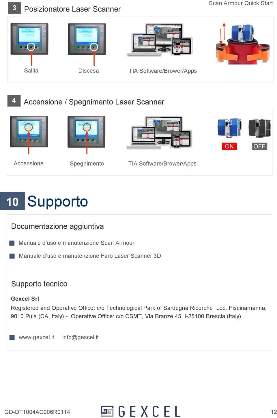 Faro Laser Scanner 3D Supporto tecnico Gexcel Srl Registered and Operative Office: c/o Technological Park of Sardegna Ricerche Loc.